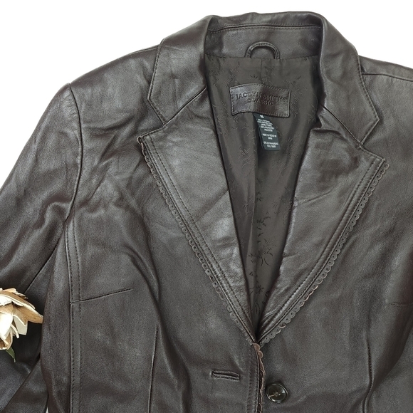 Jaclyn Smith Brown Leather Jacket sz 10 - Picture 4 of 13